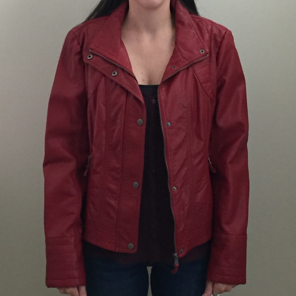 Jessica Simpson Faux leather Moto red jacket