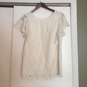 Cream lace ruffle shirt