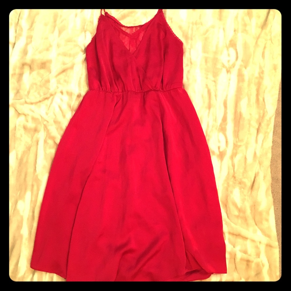 Red silky lace dress size s