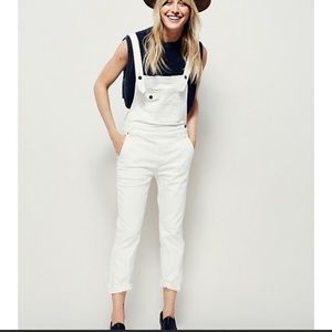Free People - White Washed Denim Overalls size 26