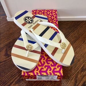 Tory Burch off white flip flop