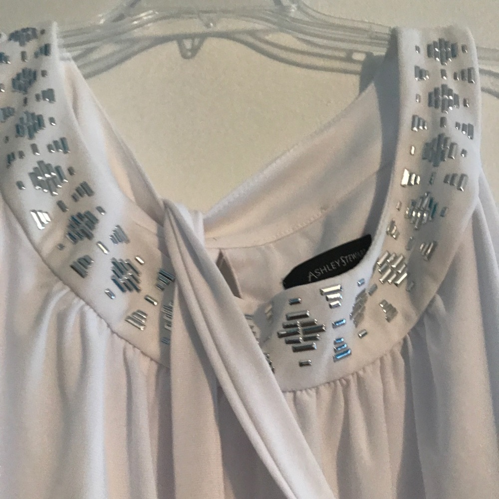 White/silver Goddess-style dress