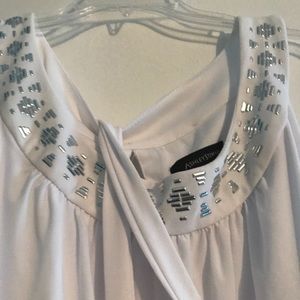 White/silver Goddess-style dress