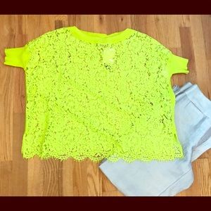 NWT Catherine Malendrino Wide-Neck Lace Blouse