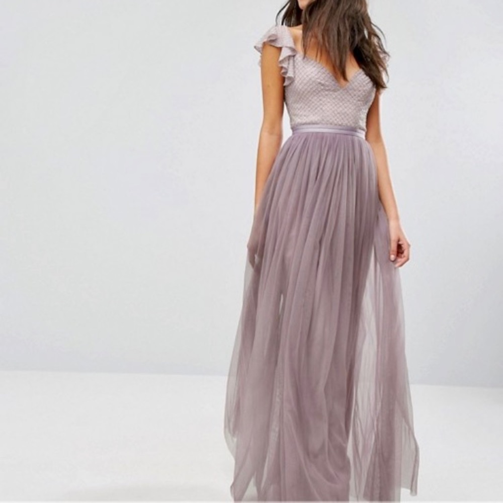 Needle & Thread Swan Tulle Maxi Dress - Lavender