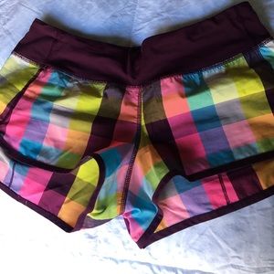 Plaid Lululemon Speed Shorts - Size 6 (Used)