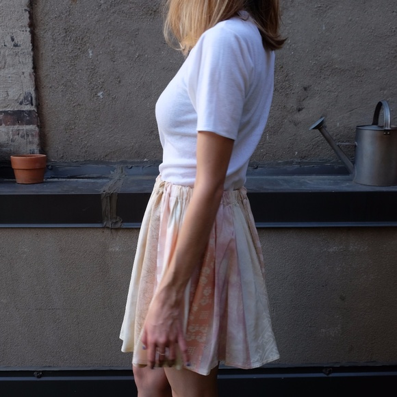 Custom Made Kimono Print Flared Pleated Mini Skirt - Picture 7 of 12