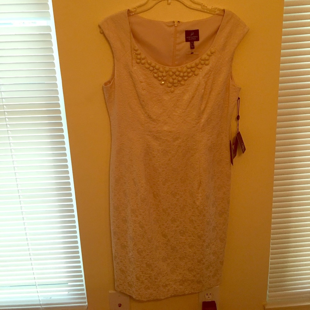 Adrianna Patel beaded neckline dress