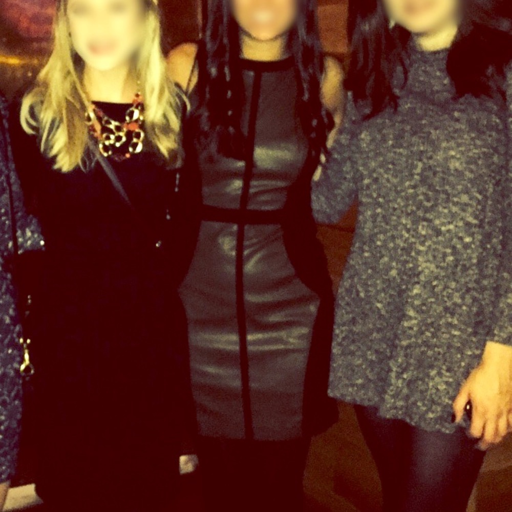 Green & Black Leather Dress