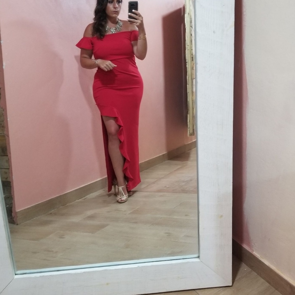 Misguided Bardout Frill Dress worn once