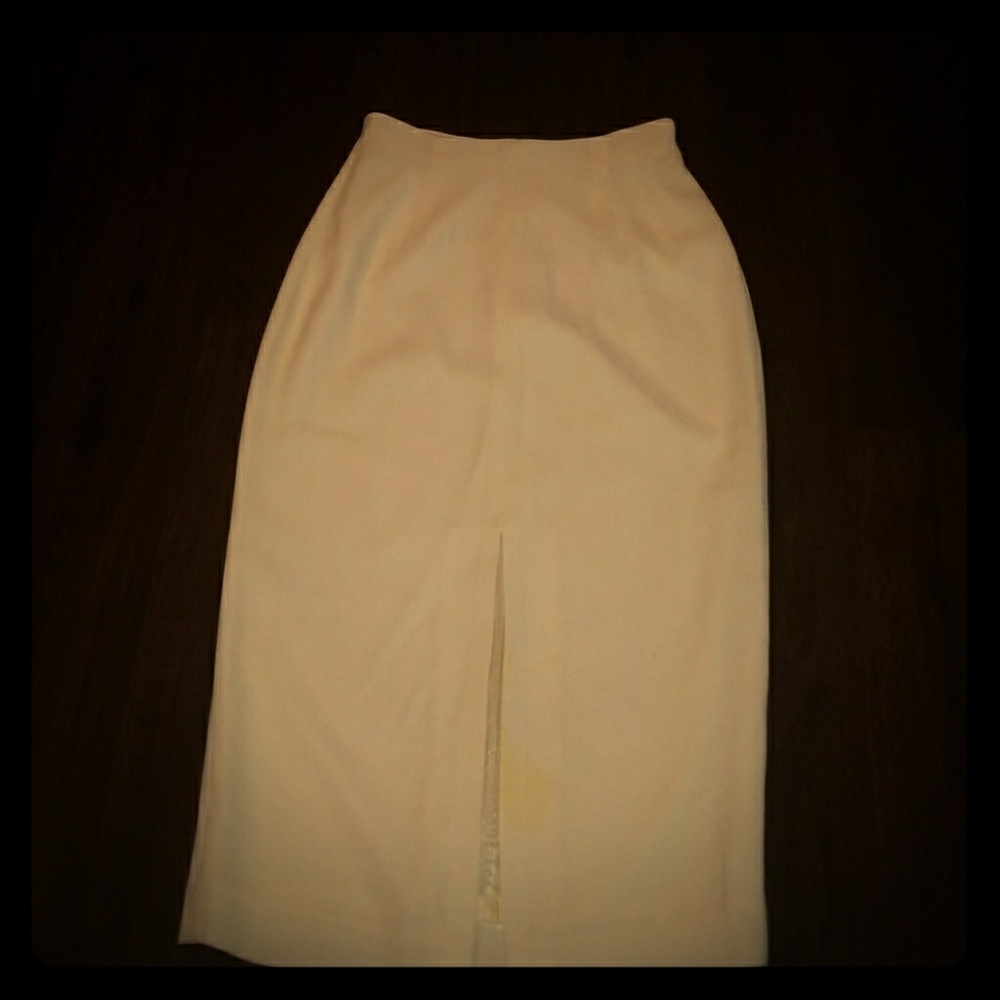Long front split cream skirt sz6