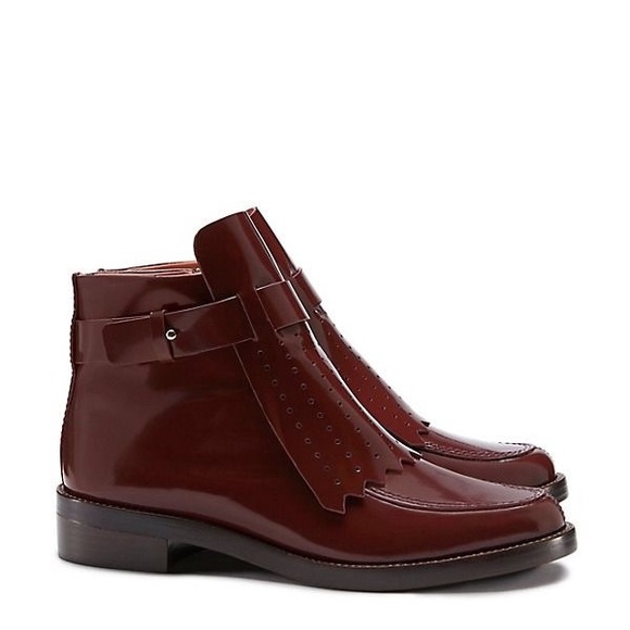 Tory Burch Hyde Low Heel Burgundy Booties - Picture 2 of 5