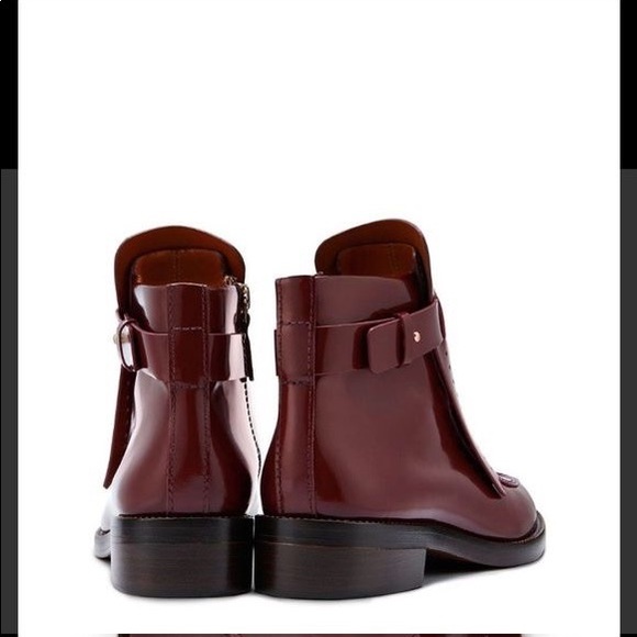 Tory Burch Hyde Low Heel Burgundy Booties - Picture 5 of 5