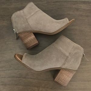 Franco Sarto Suede Goldie peep toe ankle boots