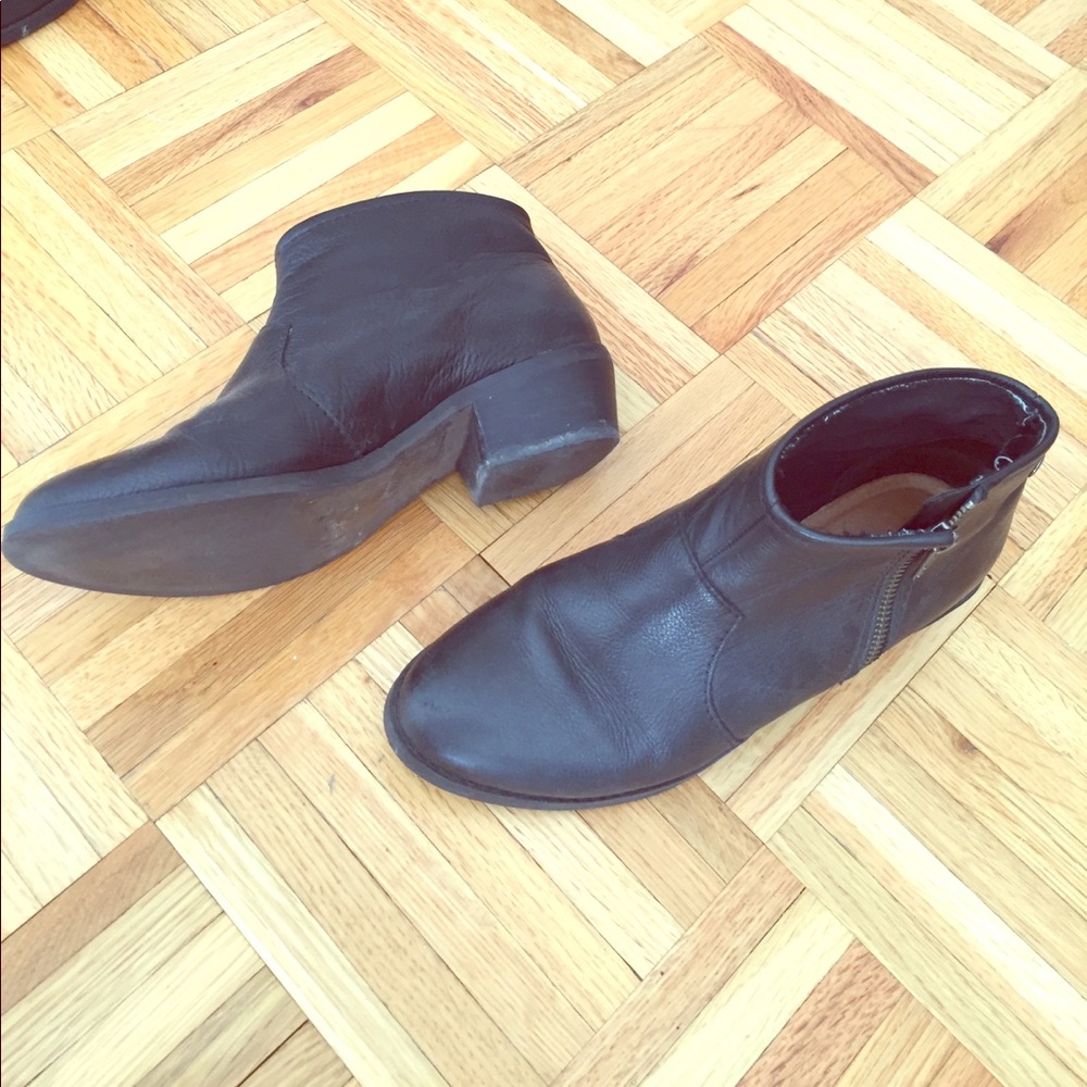 ALDO Black Leather Ankle Booties