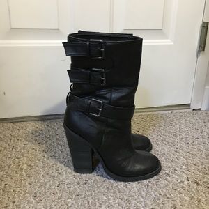 Black high heel boots