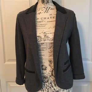 Express- Grey Blazer with Faux Leather Detail