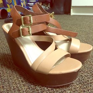 Nude and brown Charlotte Russe wedges