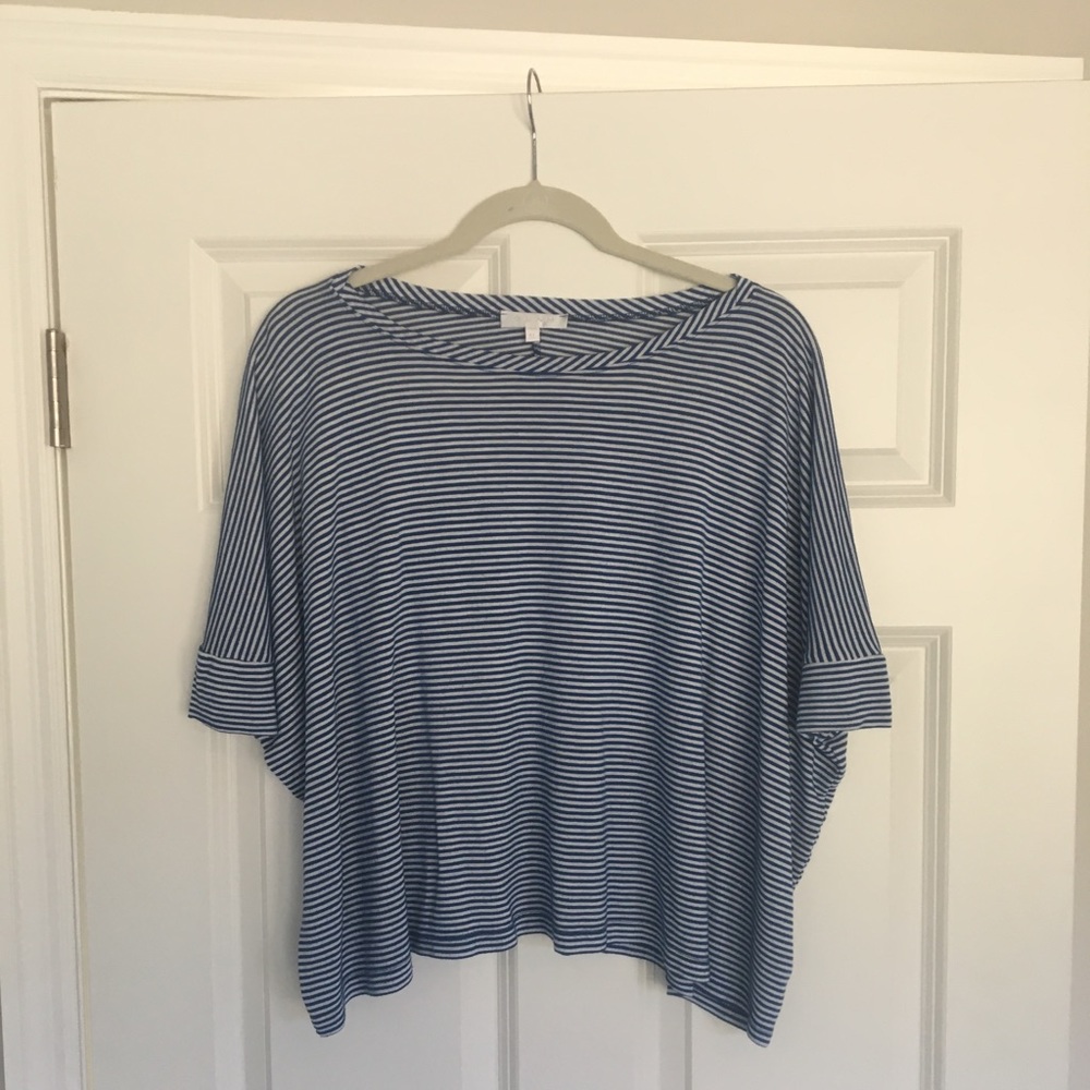 Blue and white striped top, Size M
