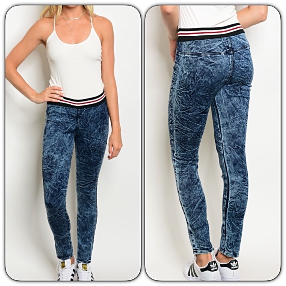 Distressed Denim Acid Legging Jegging SM - Picture 2 of 6