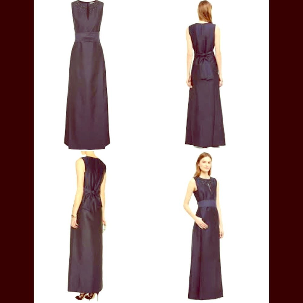 Tory Burch Navy Silk Gazar Gown