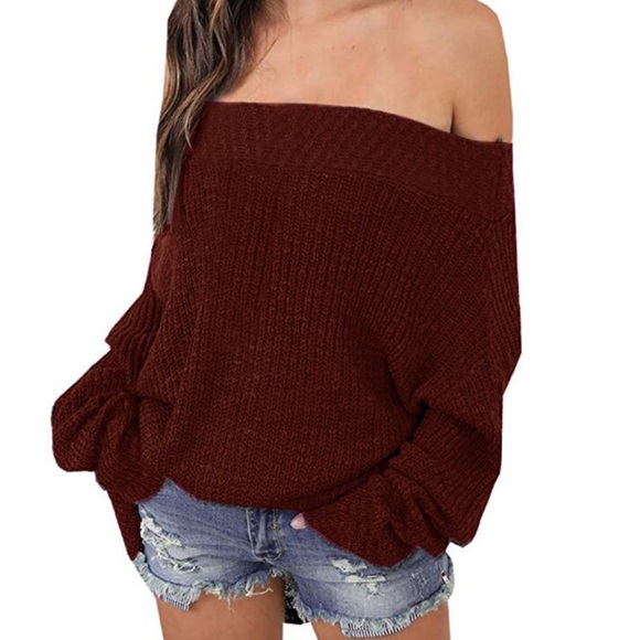 ✧NWT Off Shoulder Oversized Pullover Sweater Top✧ - Picture 3 of 5
