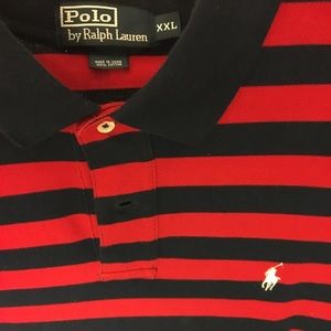 Red and blue stripe polo shirt