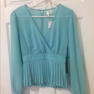 Aqua Long Sleeve Blouse