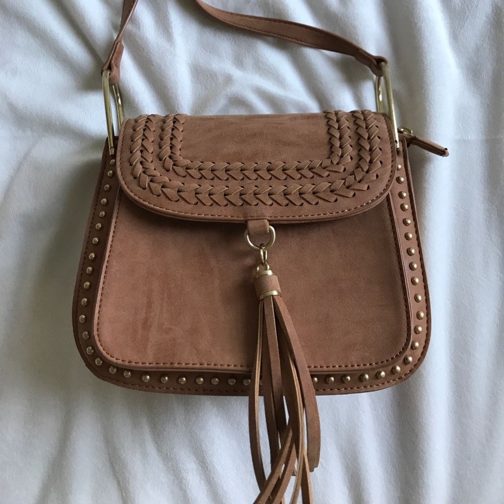 Faux suede cross body bag