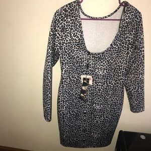 Spotted Leopard, Scoop Back BodyCon Dress.