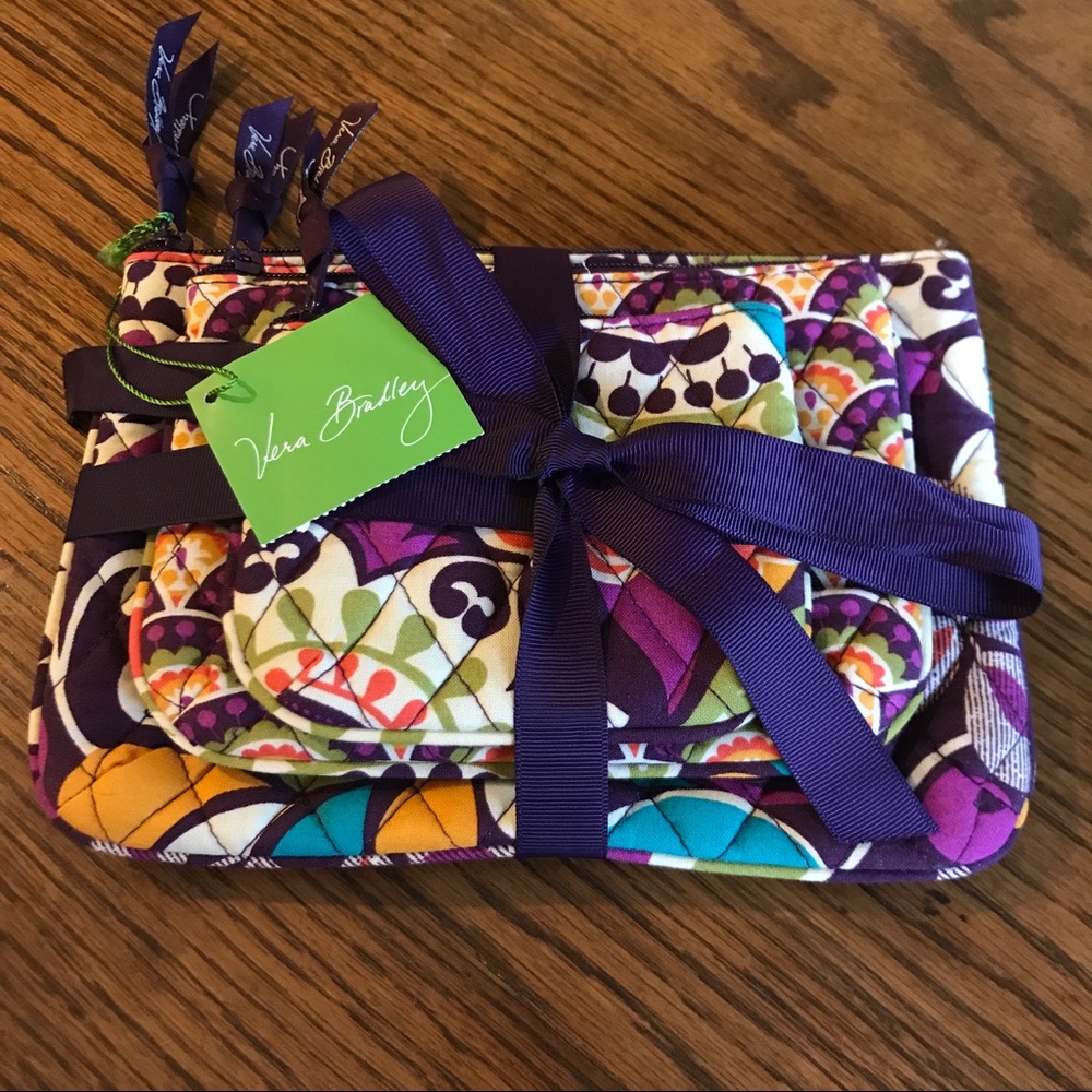 NWT Vera Bradley "Plum Crazy" cosmetic trio