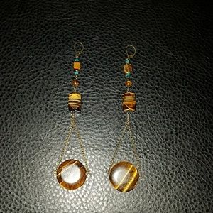 Hand crafted genuine tiger eye earrings