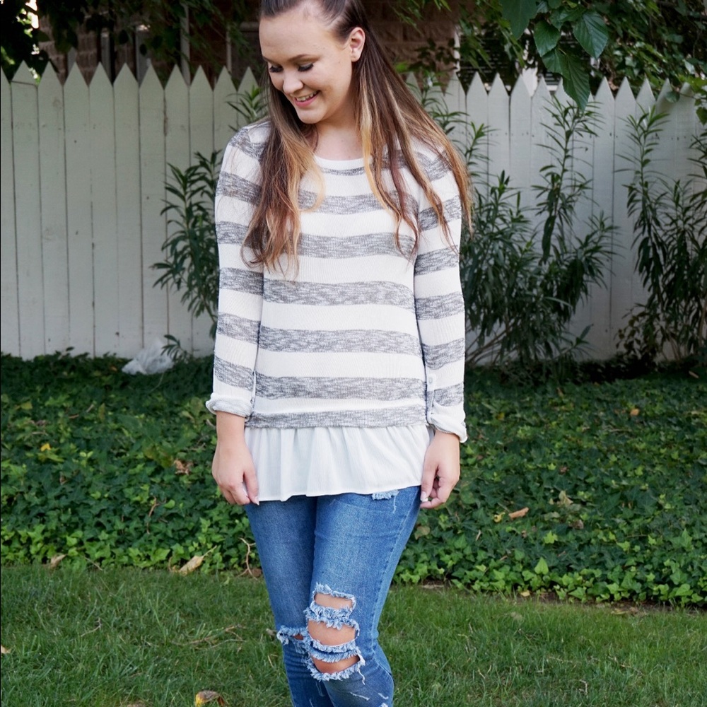 Ruffled Layered Hem Sweater
