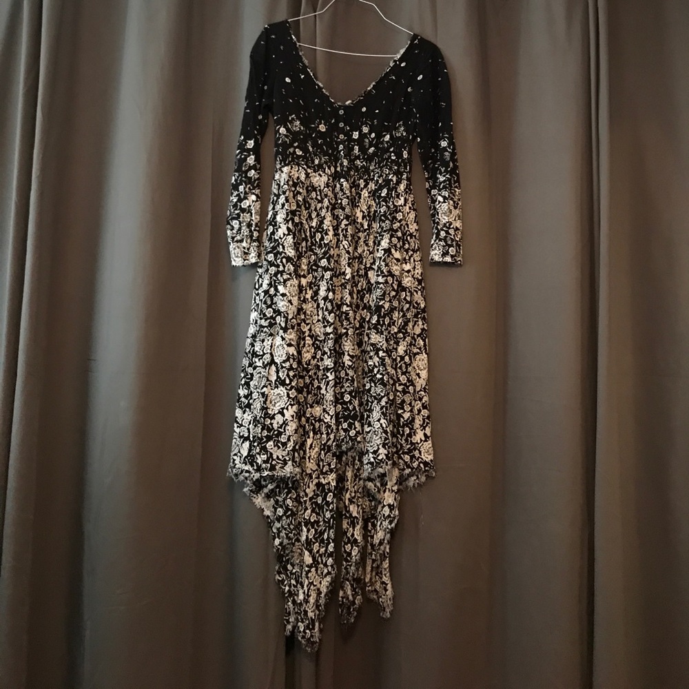 Blk and white floral print free people dress