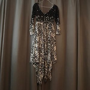 Blk and white floral print free people dress