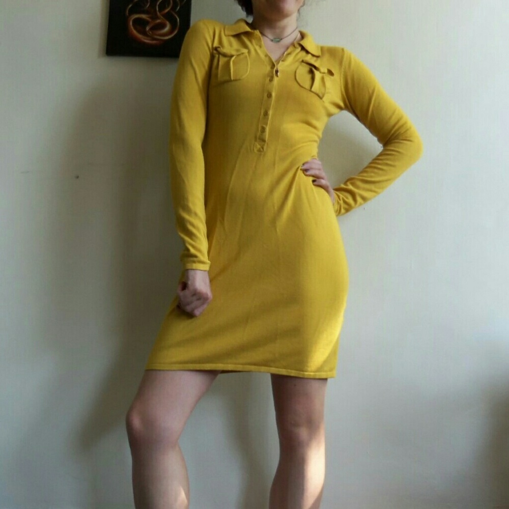 Flash sale!!!! Mustard Yellow Knit Fall Dress