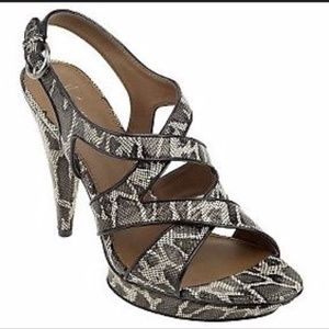 New B MAKOWSKY Heels Platform Sandals Black Snake