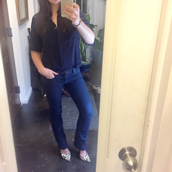 J Brand Dark Blue Indigo Wash Low Rise Straight Leg Boot Cut Denim Jeans - 26 - Picture 14 of 16