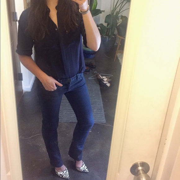 J Brand Dark Blue Indigo Wash Low Rise Straight Leg Boot Cut Denim Jeans - 26 - Picture 13 of 16