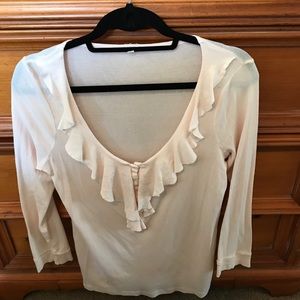 J.Crew 3/4 Sleeve Ruffle Neck T