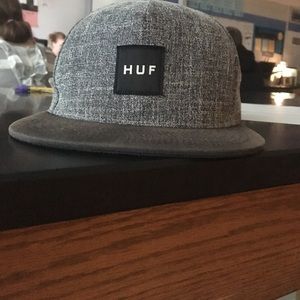 Grey flat brimed huf hat