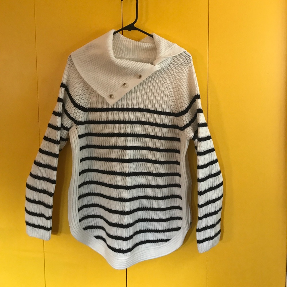 Nautical cowl neck sweater size L