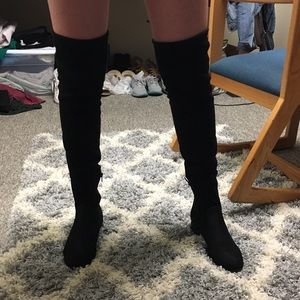 Black Suede Thigh High