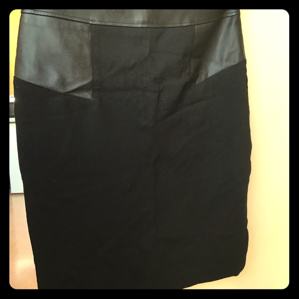 Black pencil skirt w/leather trim
