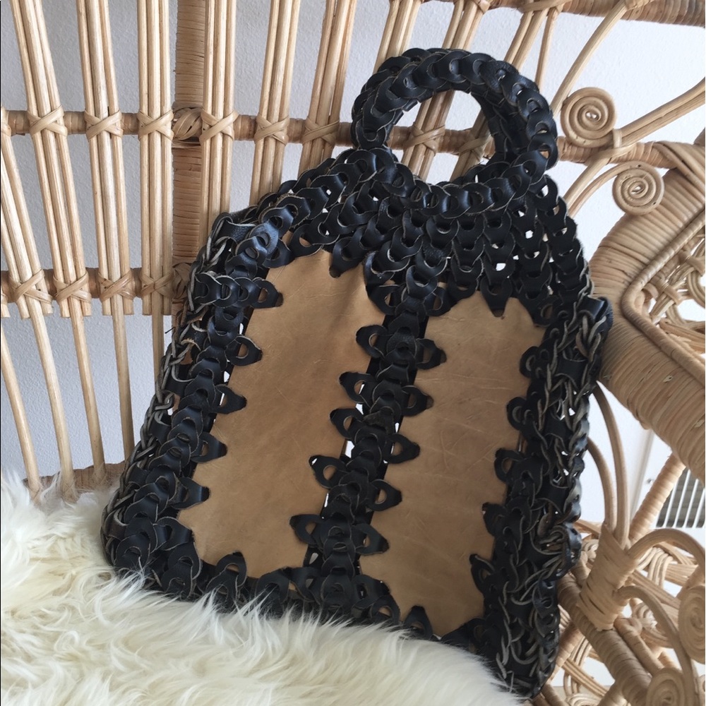 ❌SOLD❌1970’s woven leather vintage handbag✨