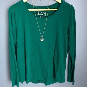 ANN Taylor LOFT Long Sleeve Cotton Tee in Green
