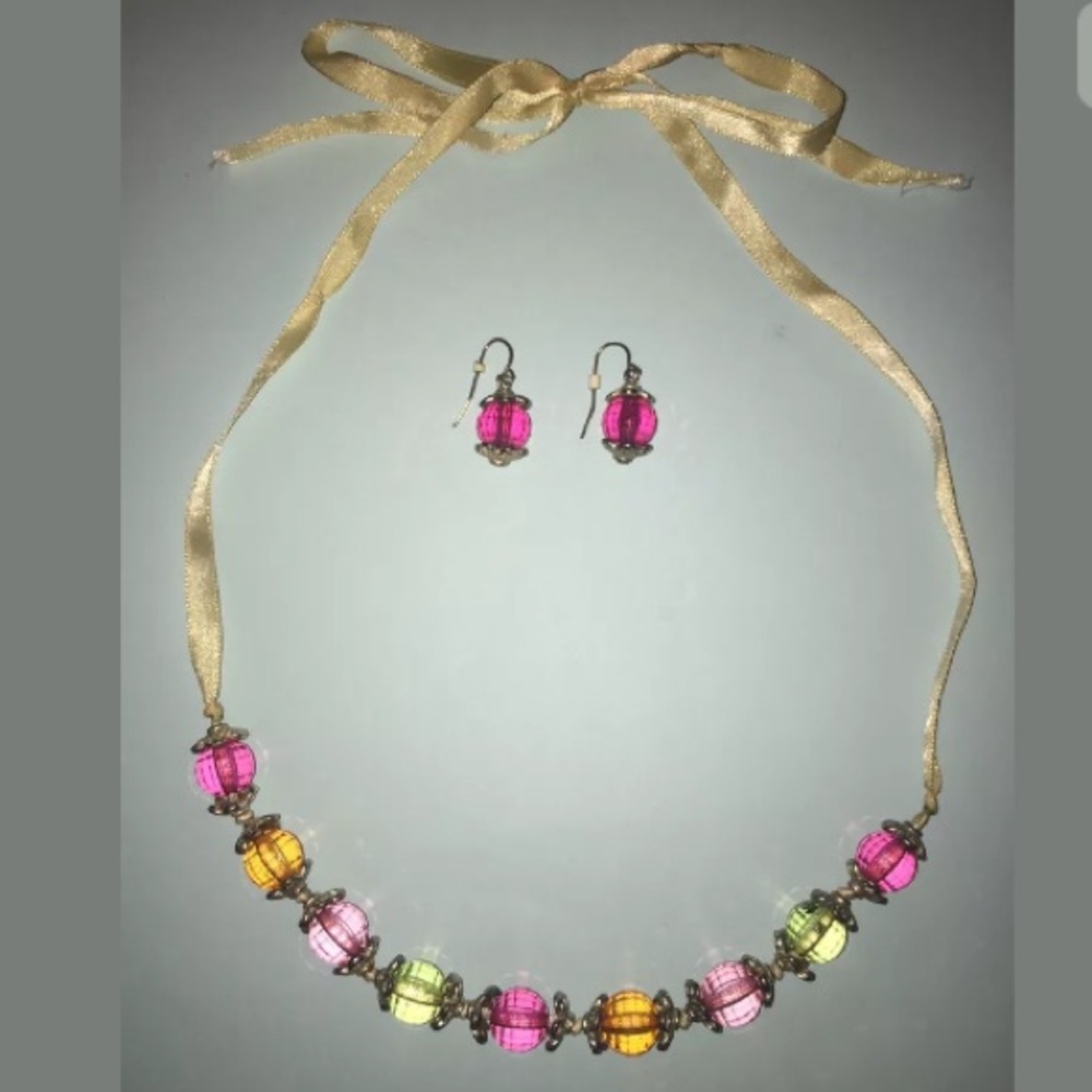 Matching Beaded Necklace & Earring Set