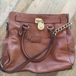 MK Brown Leather Hamilton Satchel