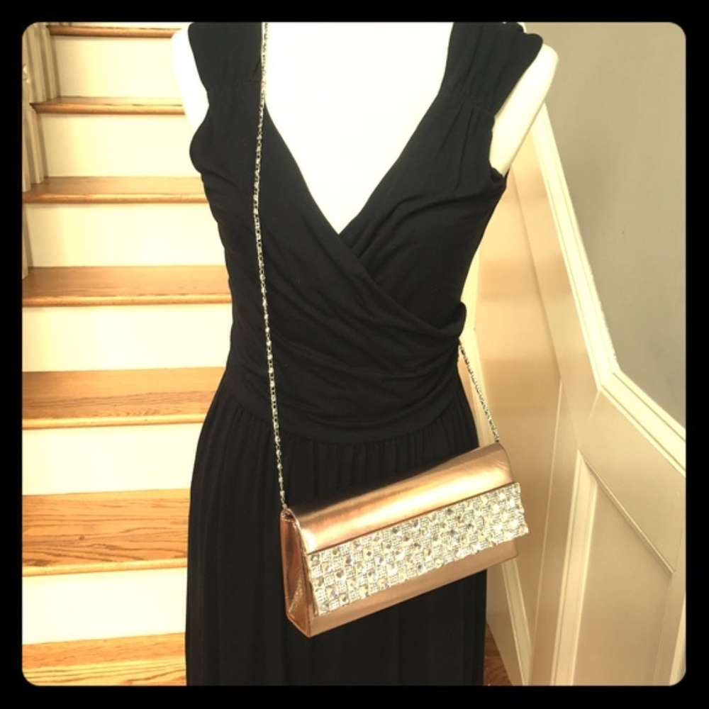 ROSE GOLD & DIAMOND CLUTCH CROSSBODY EVENING PURSE