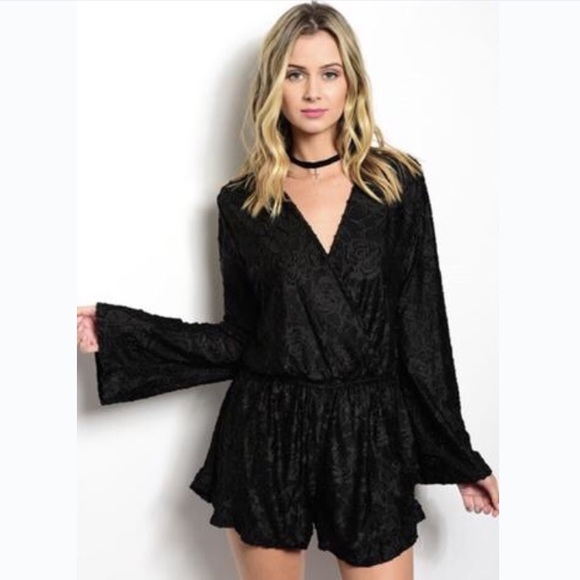 🎈Last one SALE 🎈Romantic Burnout Velvet Romper - Picture 2 of 3